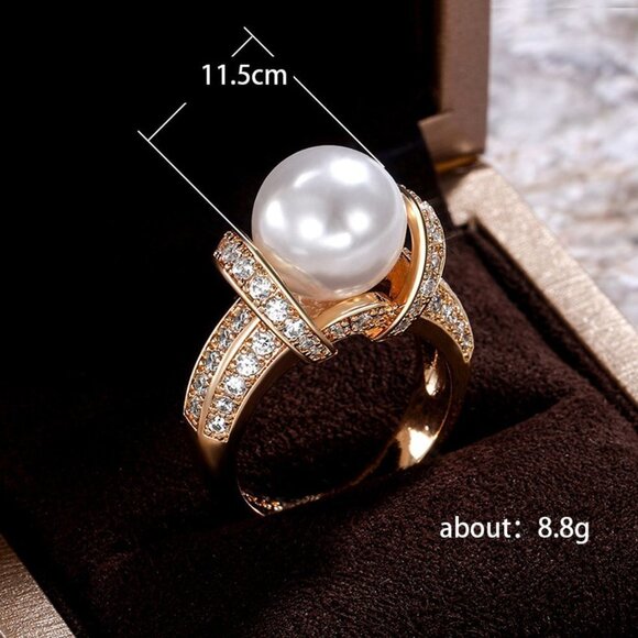 🎁Noble Beautiful Carved Pearl Cubic Luxury Ring for Women, MARR9206 - Picture 7 of 7